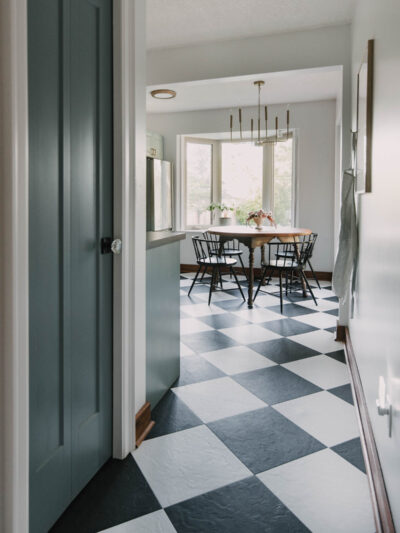 Checkered and blue kitchen makeover