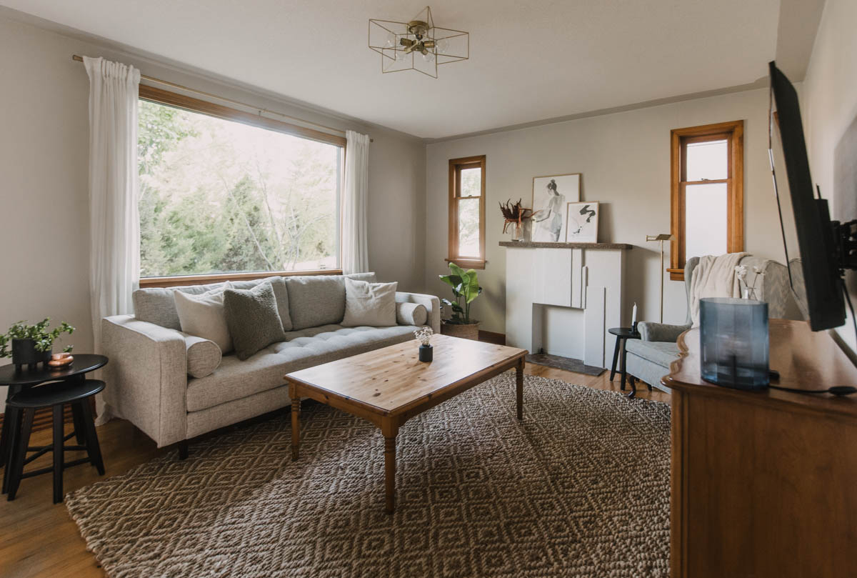 Cozy and full of neutrals and wood tones