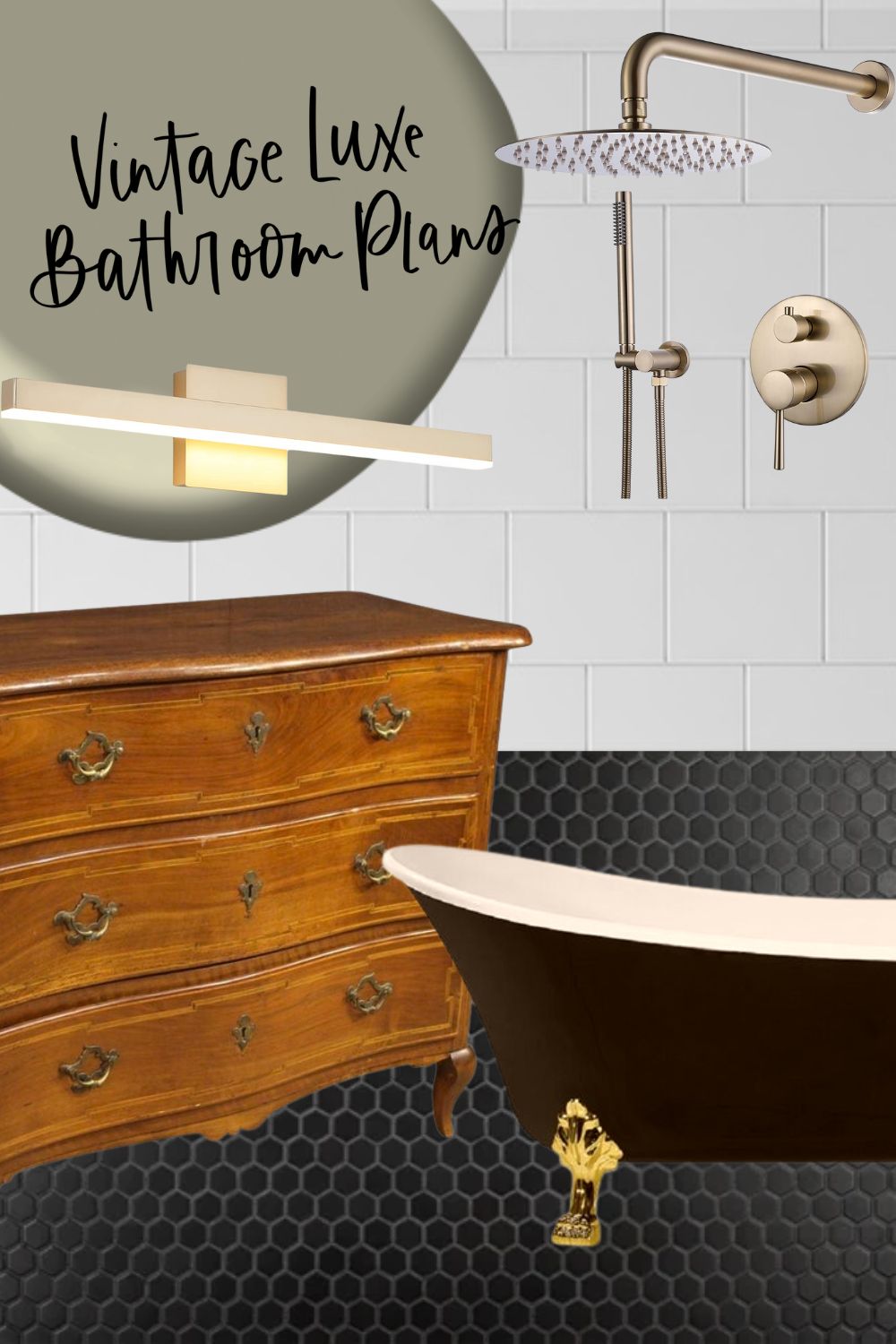 Vintage Luxe bathroom plans for a remodel