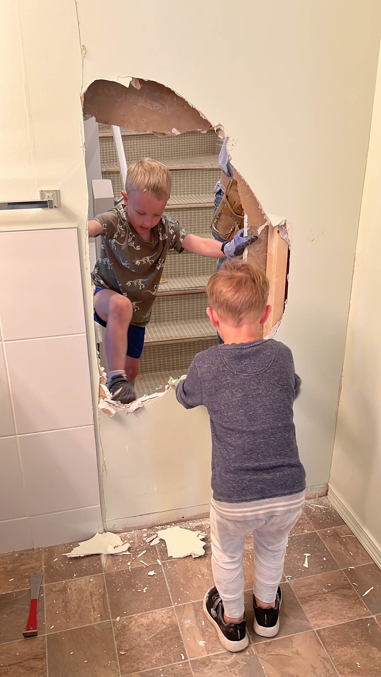 Opening up a wall for a jack and jill bathroom