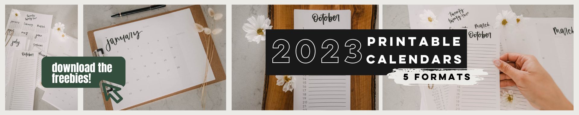 2023 Free printable calendars banner