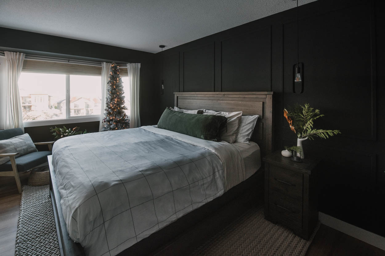 Cozy christmas bedroom with brooklinen bedding