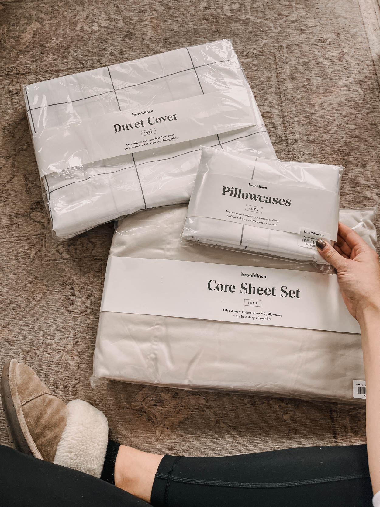 Brooklinen bedding for a holiday bedroom