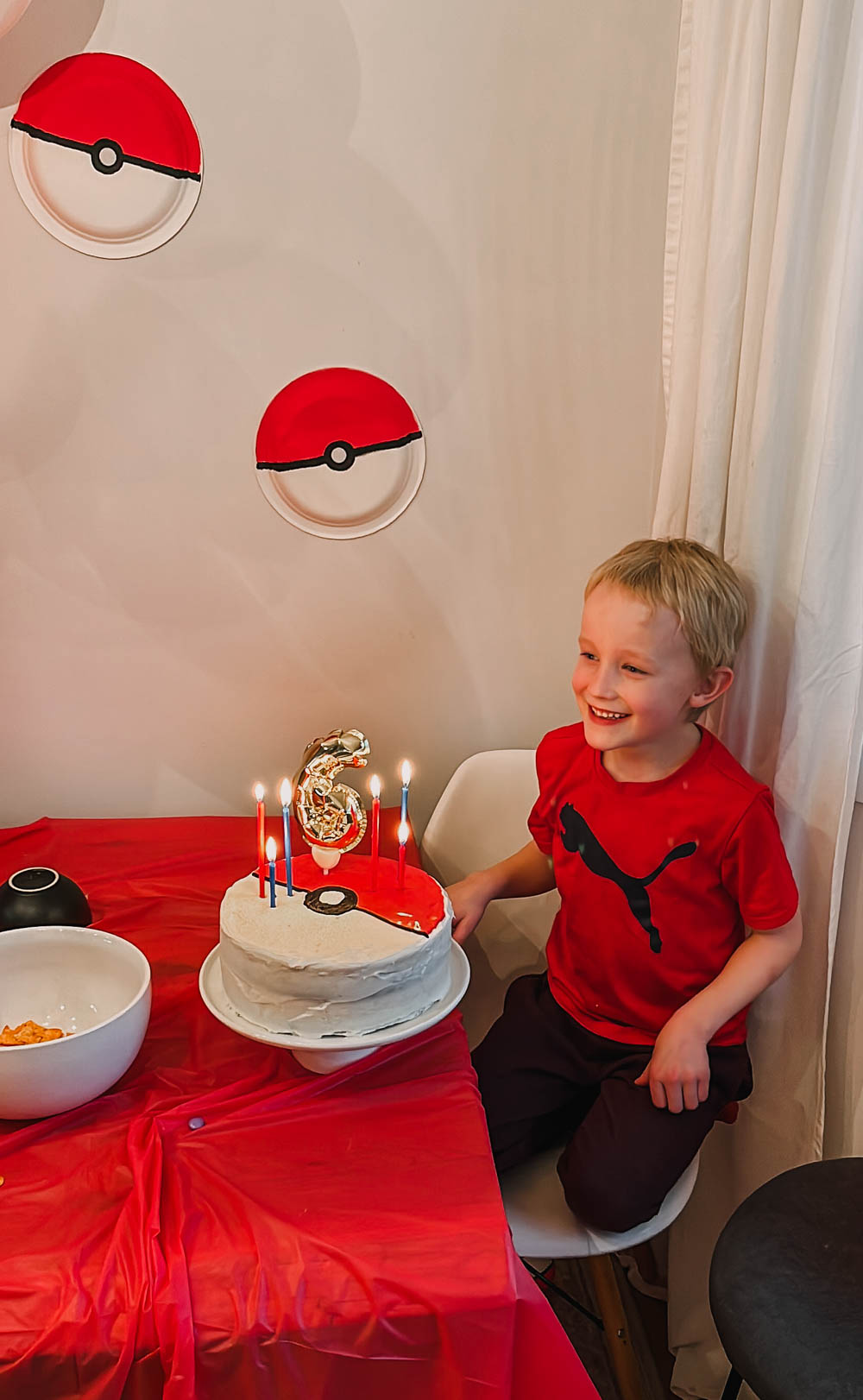 Pokeball cake with candles