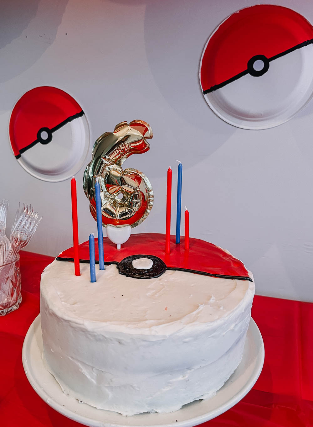 Pokeball cake with candles