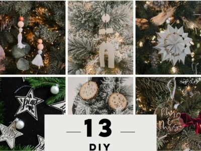 13 DIY Ornaments to make for your modern holiday decor - text over grid of images