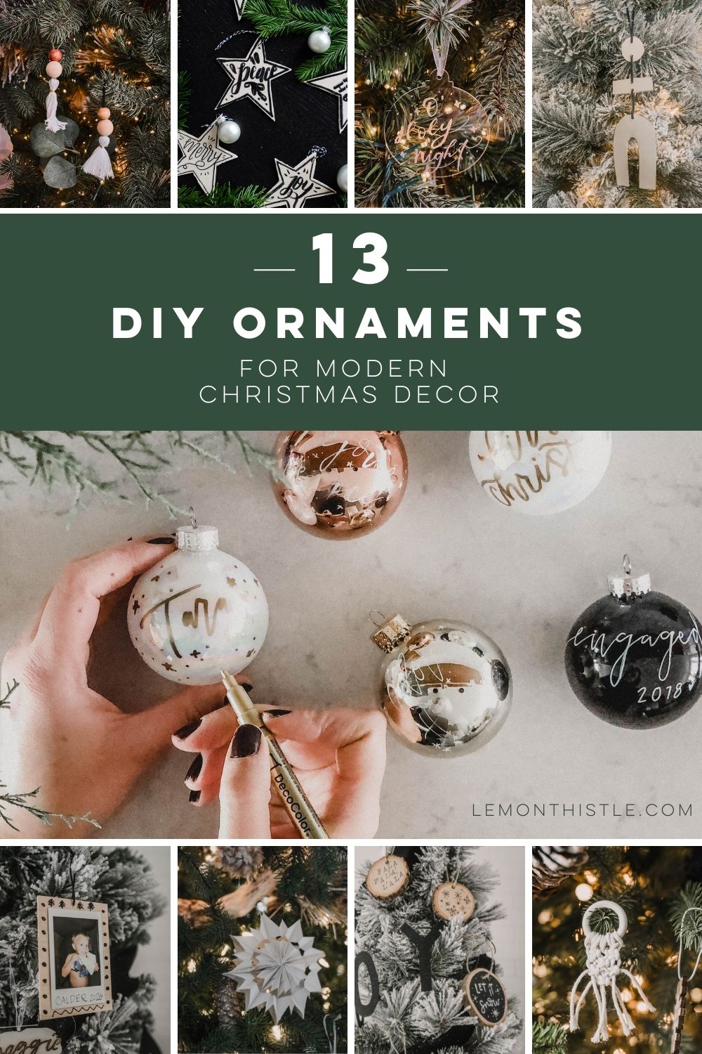 13 DIY Ornaments to make for your modern holiday decor - text voer grid of images