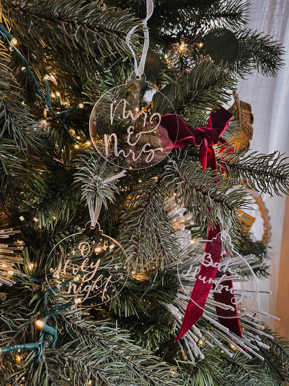 DIY Acrylic ornaments on tree