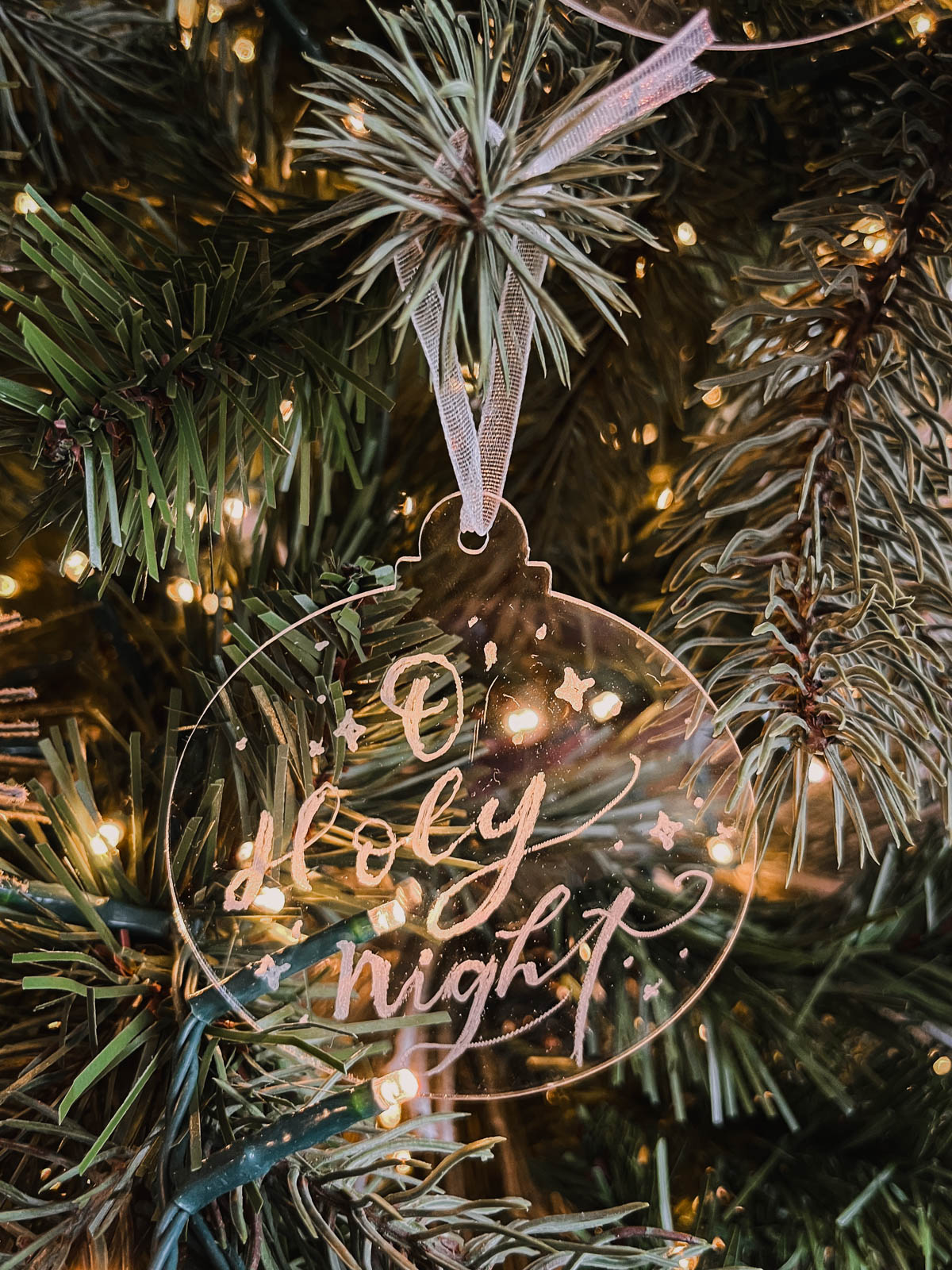 DIY Engraved Ornaments- o holy night on clear acrylic
