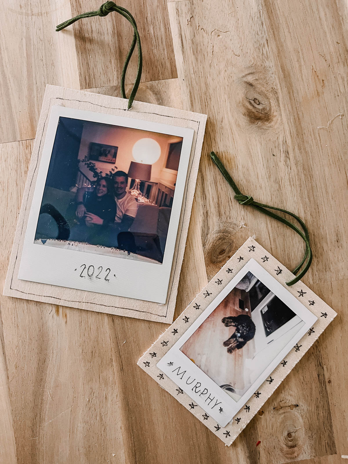 Photo ornaments using polaroids and instax