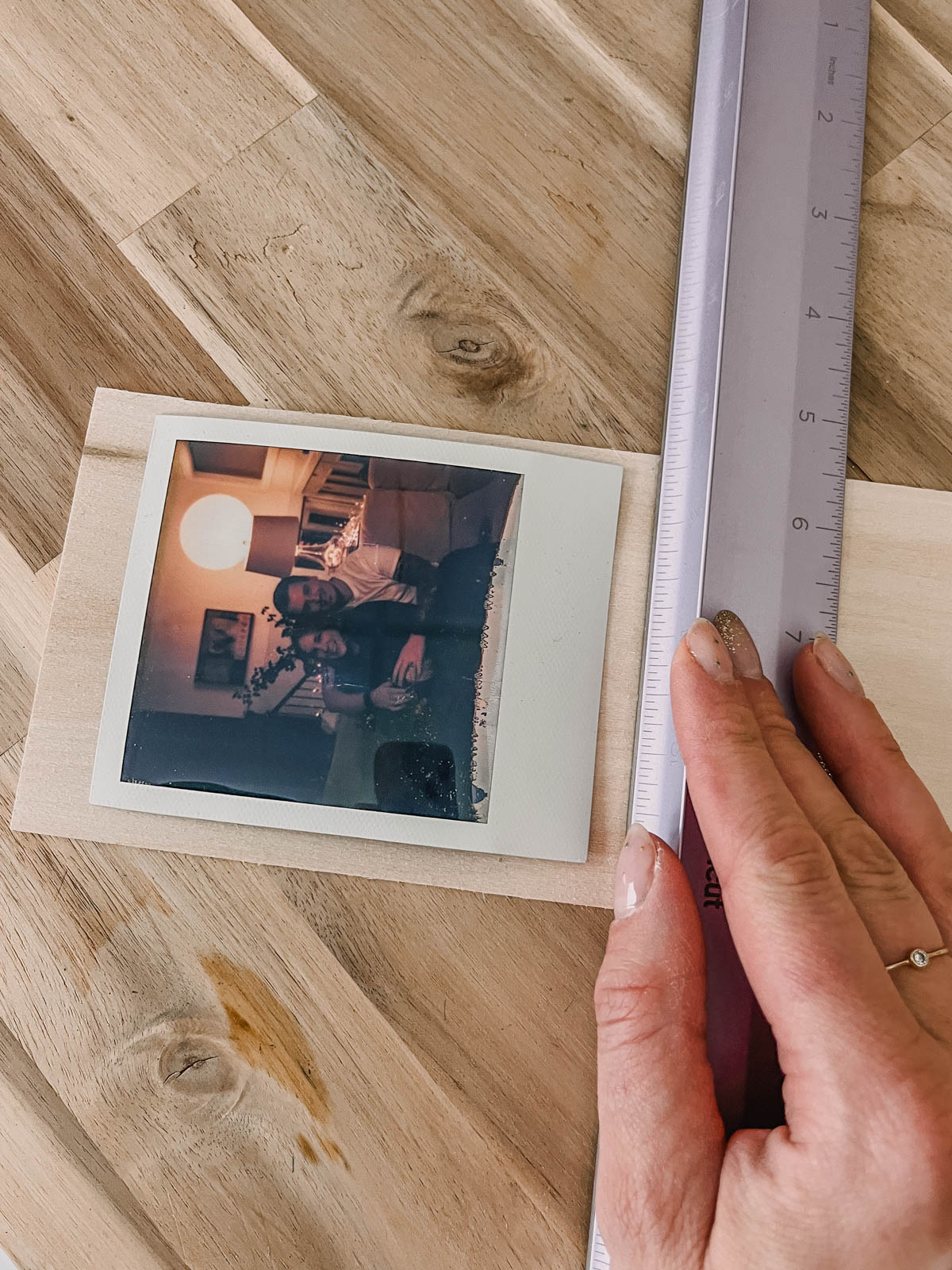 DIY Photo ornaments- polaroids on craft wood