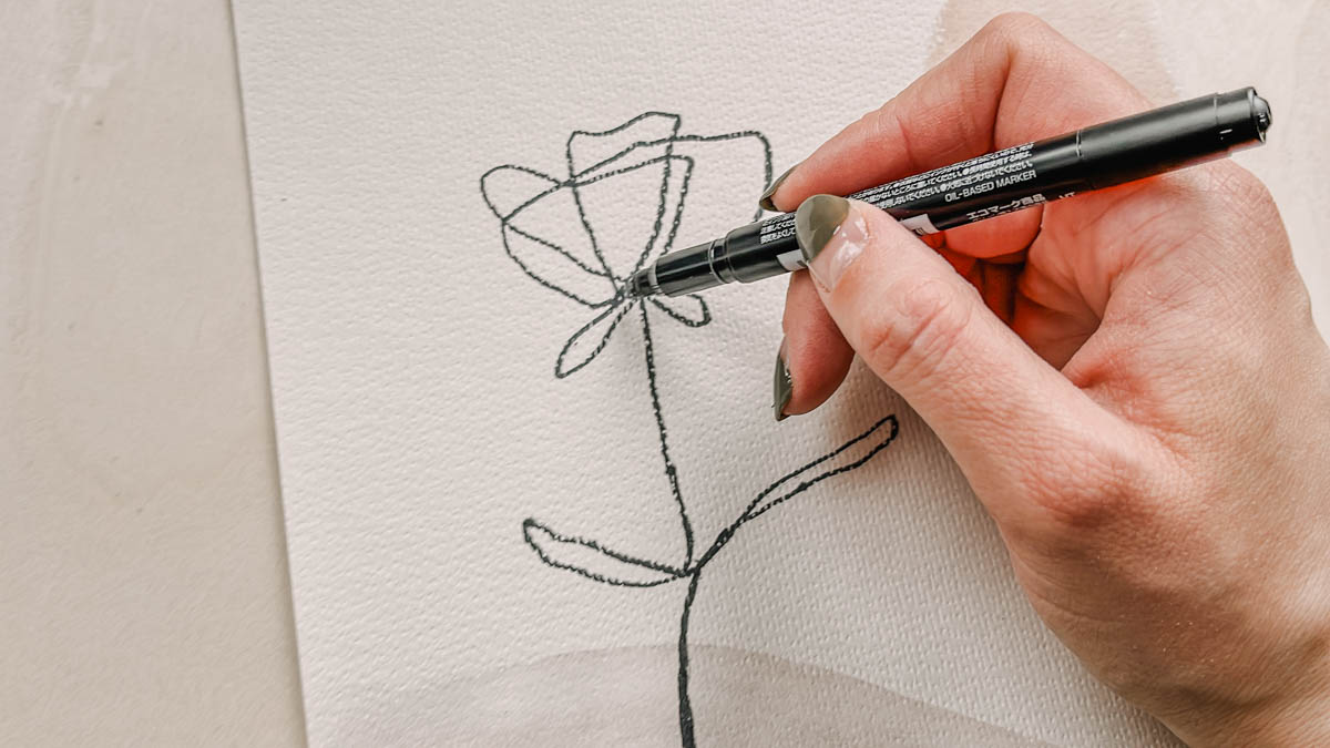 Line art florals for a DIY Line Art and Watercolor wall decor