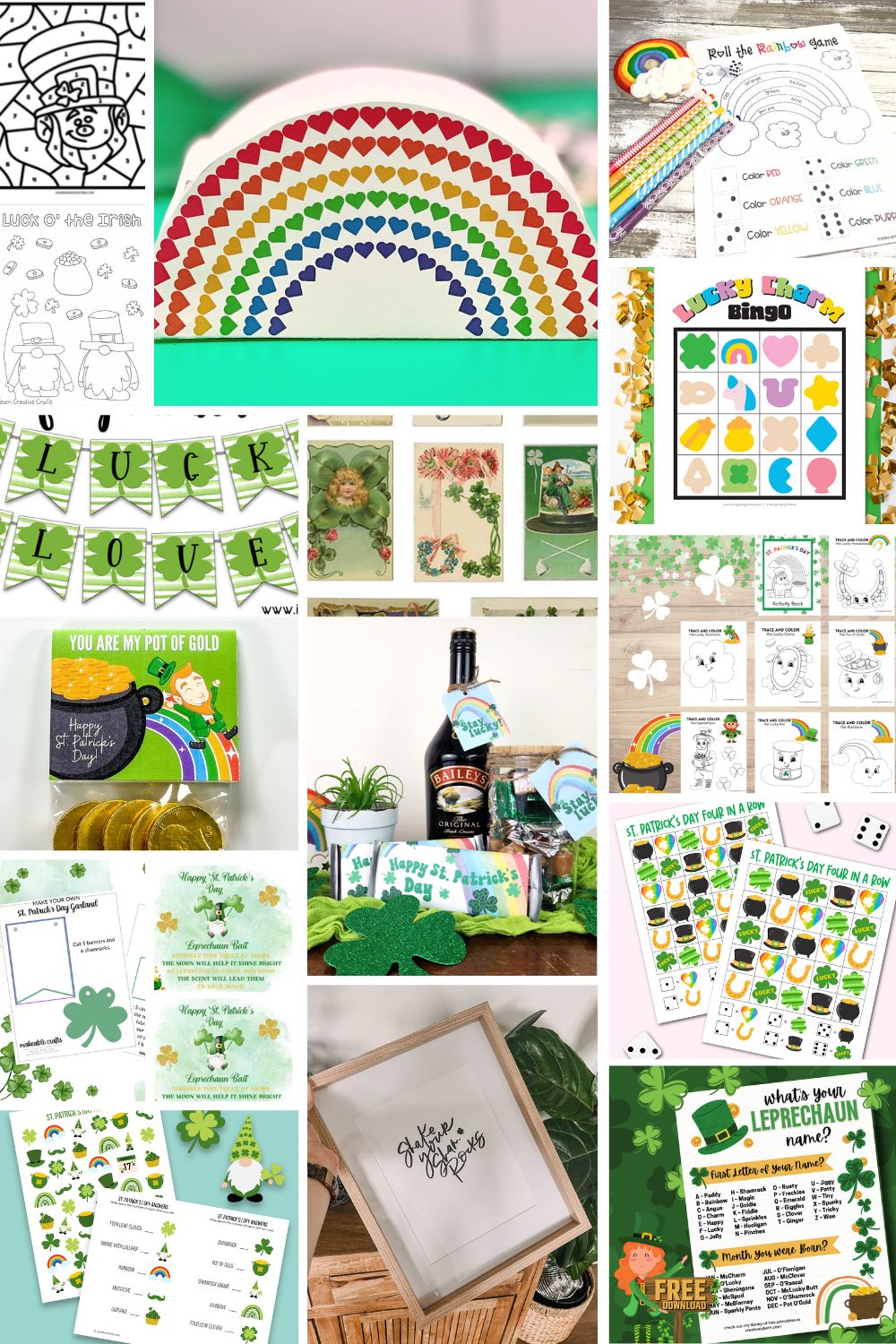 17 Free printables for saint patricks day, collage of all