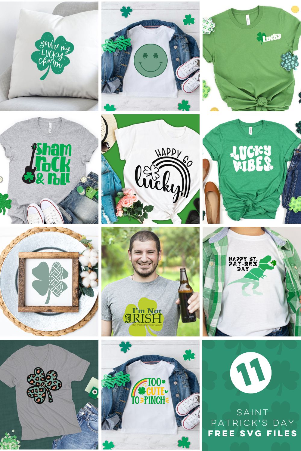 Collage of saint patrick's day projects using free SVG files