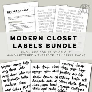 Modern closet labels bundle mockup with text overlay