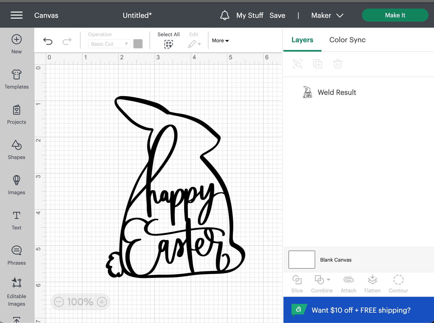How to weld two layers together into one in cricut design space- example shown on this free easter bunny svg file
