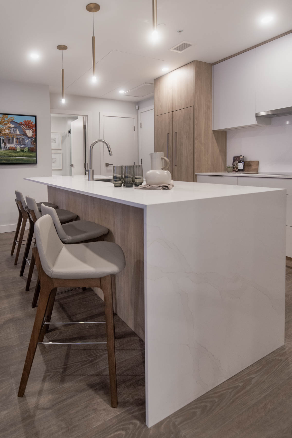 modern light wood and white kitchen styled for spring