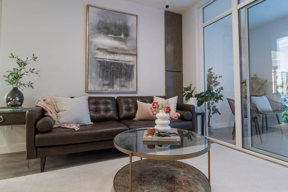 Modern living room decorated for spring