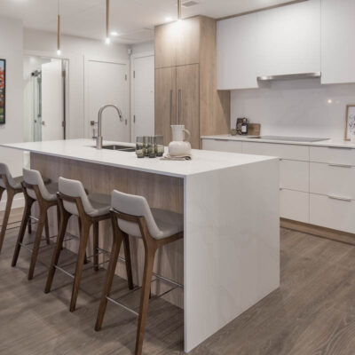 Simple spring decor in a modern white and light wood kitchen