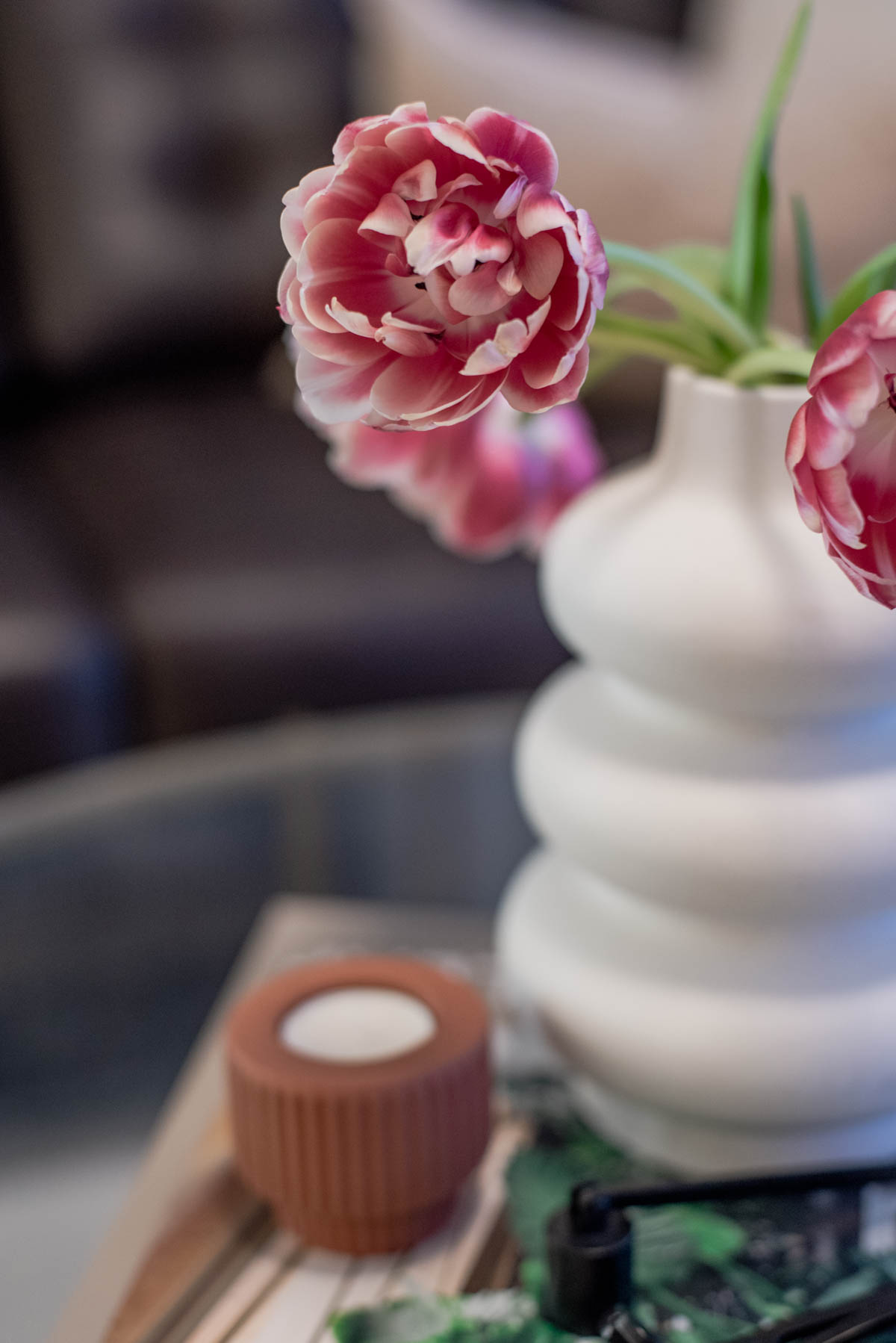 tulips in a vase for spring decor