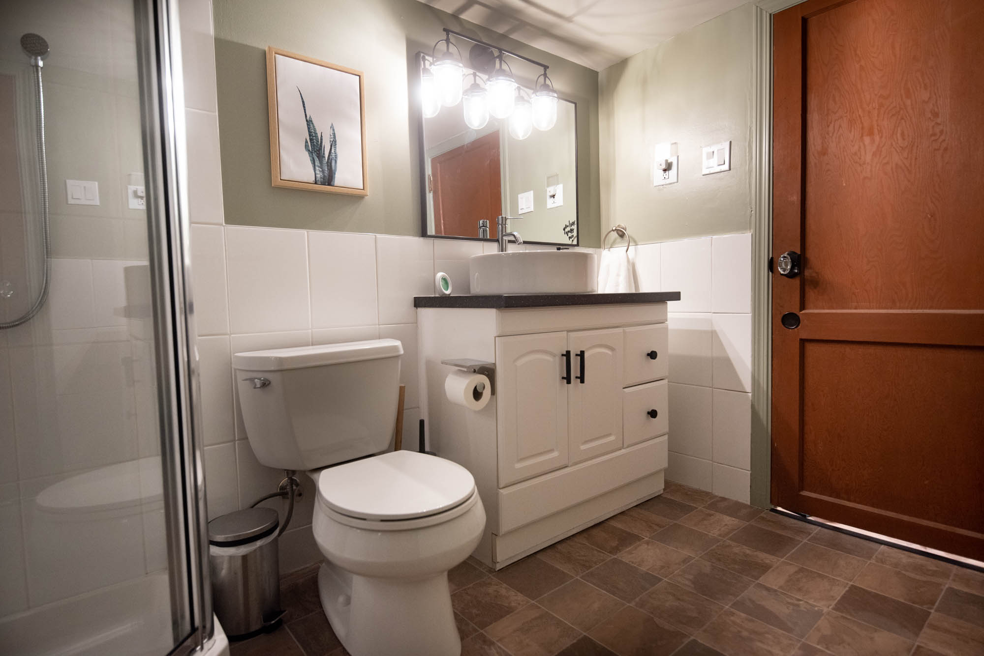 Cozy basement bathroom for an airbnb