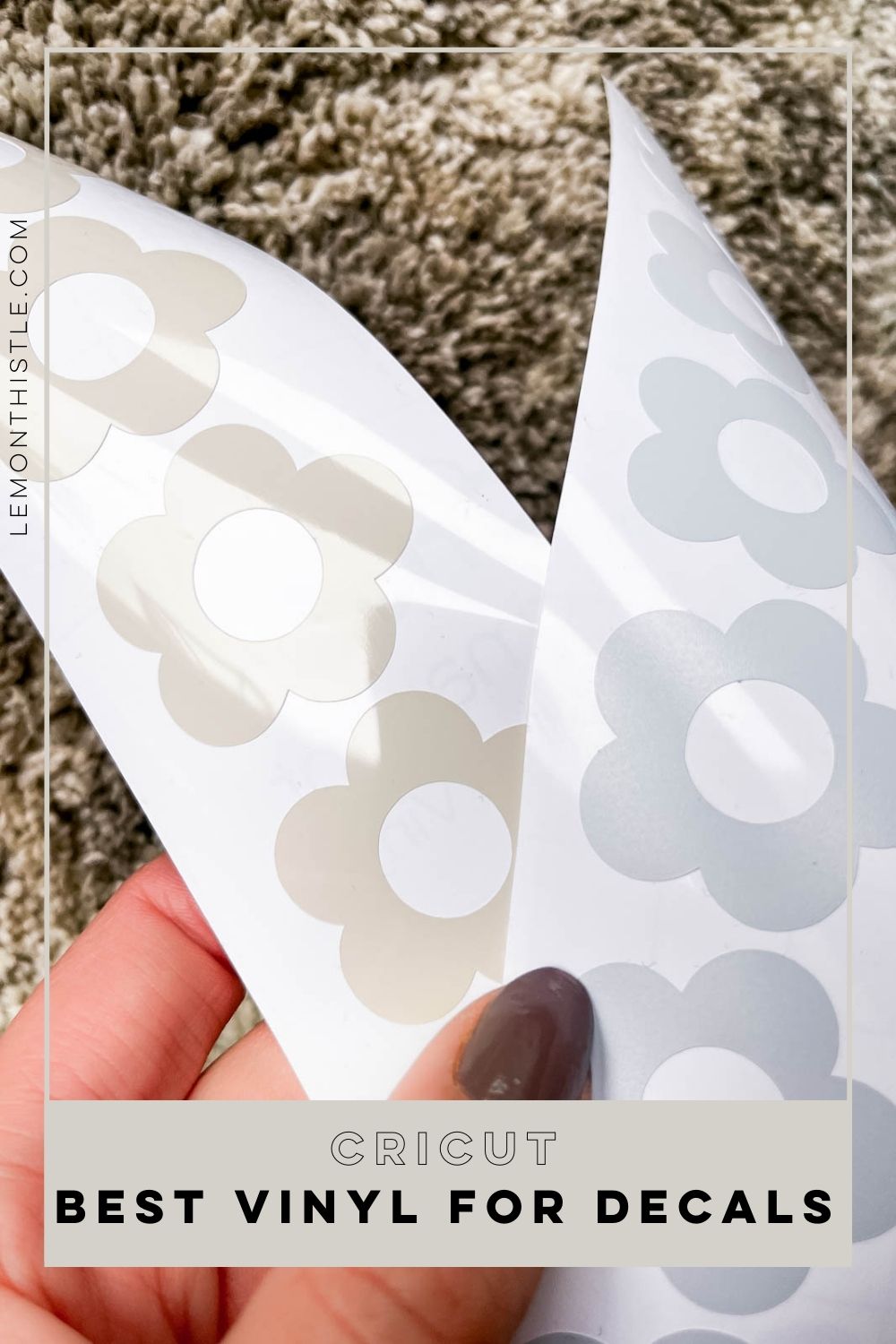 What kind of vinyl is best for my cricut decal? image of two identical decals cut of permanent glossy vinyl and removable matte vinyl