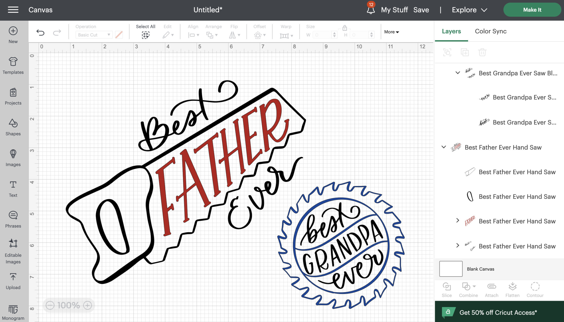tool themed fathers day SVG files in cricut design space