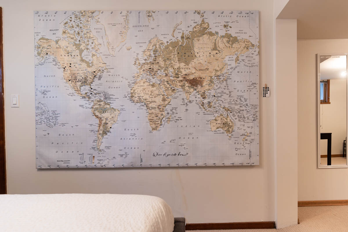 Map for airbnb guests to leave a sticker where they are from