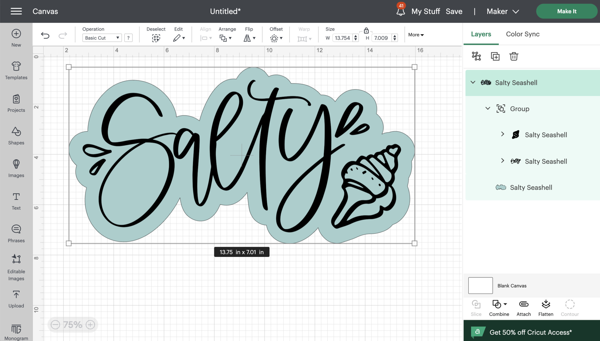 how to upload an SVG file to cricut design space (salty with seashell svg used as example)