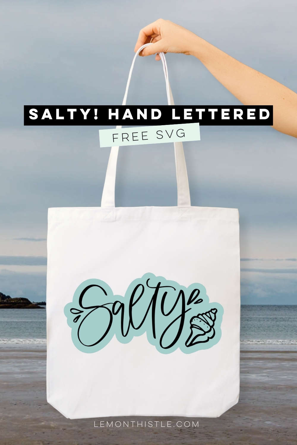 Salty! Hand Lettered SVG File (on tote bag)