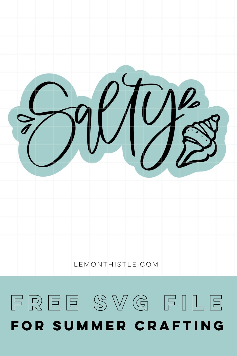 salty beach themed svg file with seashell and hand lettering