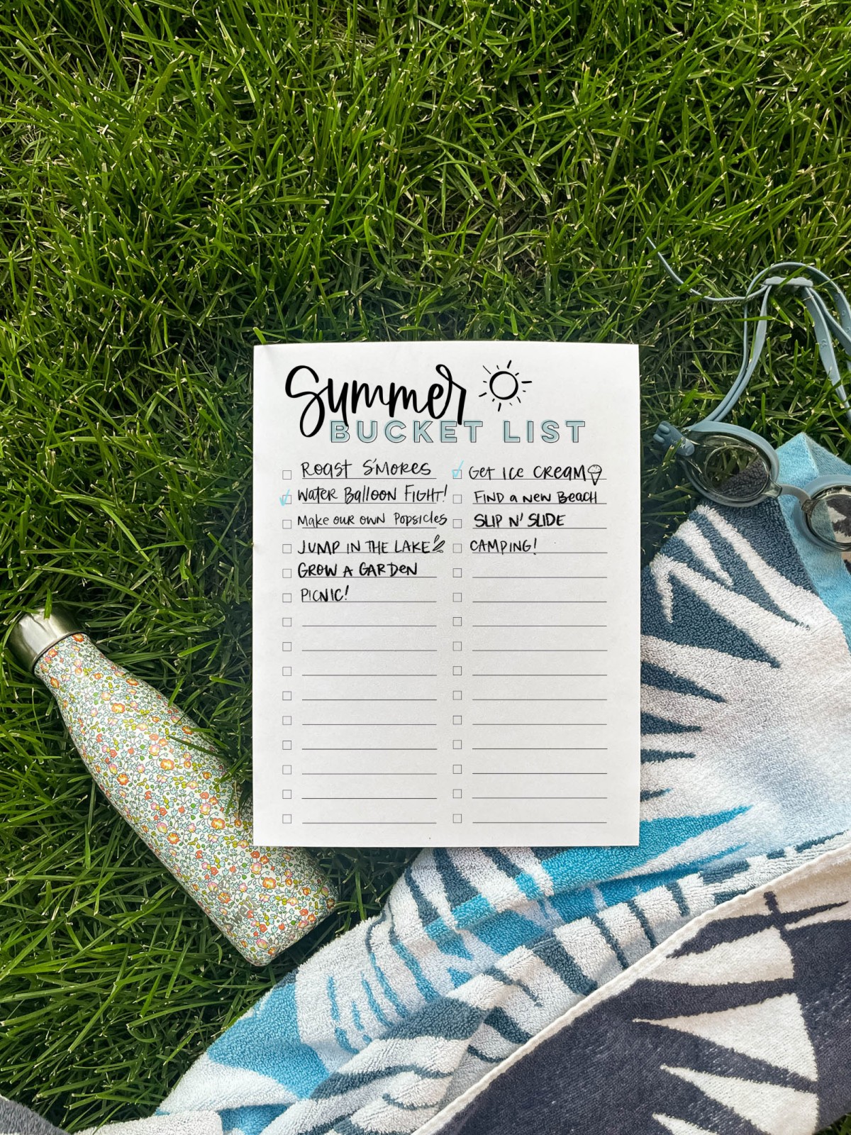 Free printable summer bucket list