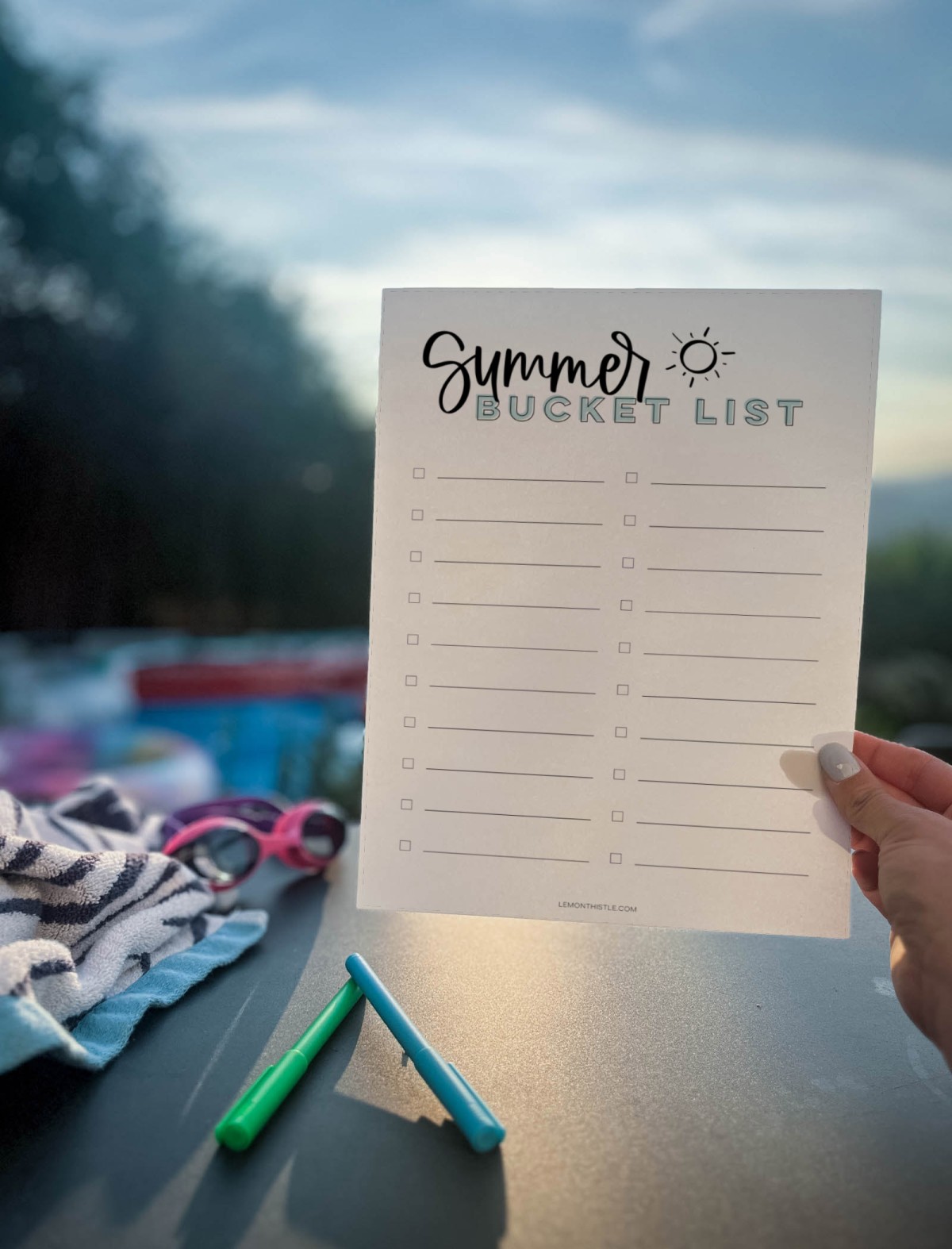 Bucket list template for summer