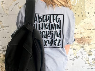 DIY alphabet tee shirt using free SVG file