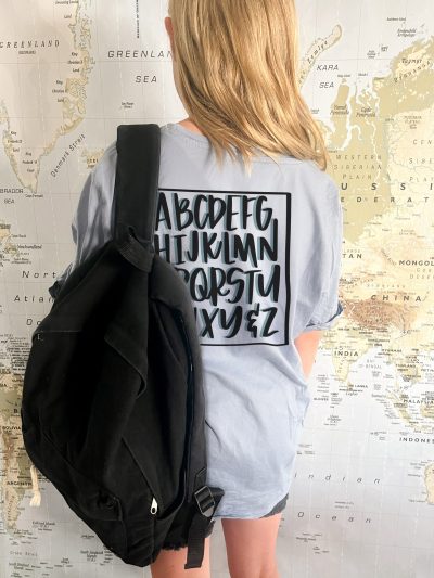 DIY alphabet tee shirt using free SVG file