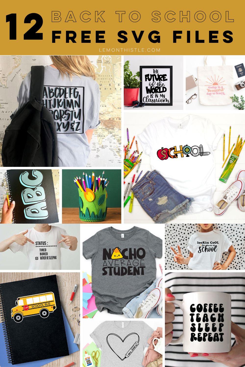 12 free SVG files for back to school projects and teachers gifts