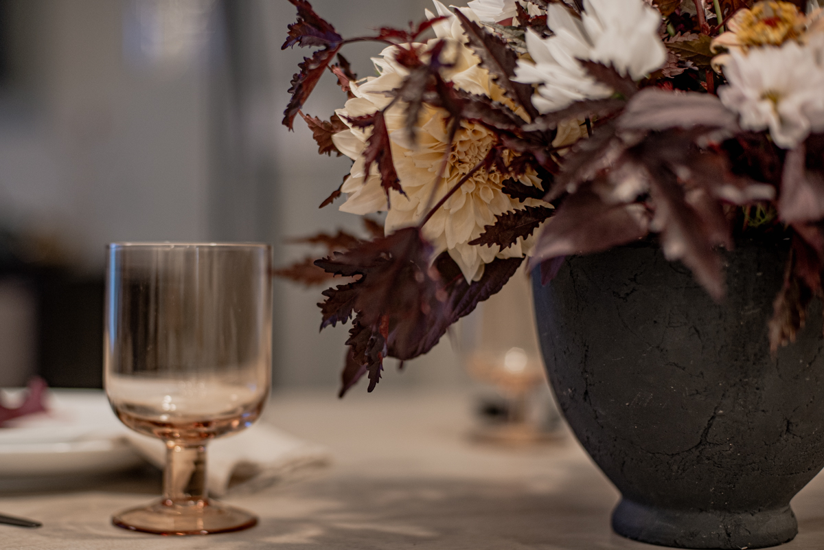 Dark and moody fall centerpiece