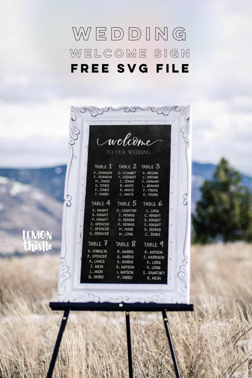 Free welcome to our wedding SVG file used at the top of a chalkboard seating chart