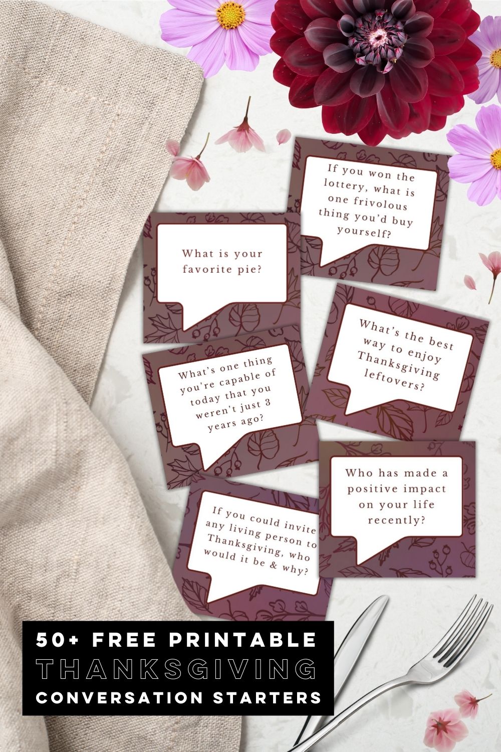 Free printable conversation cards for thanksgiving