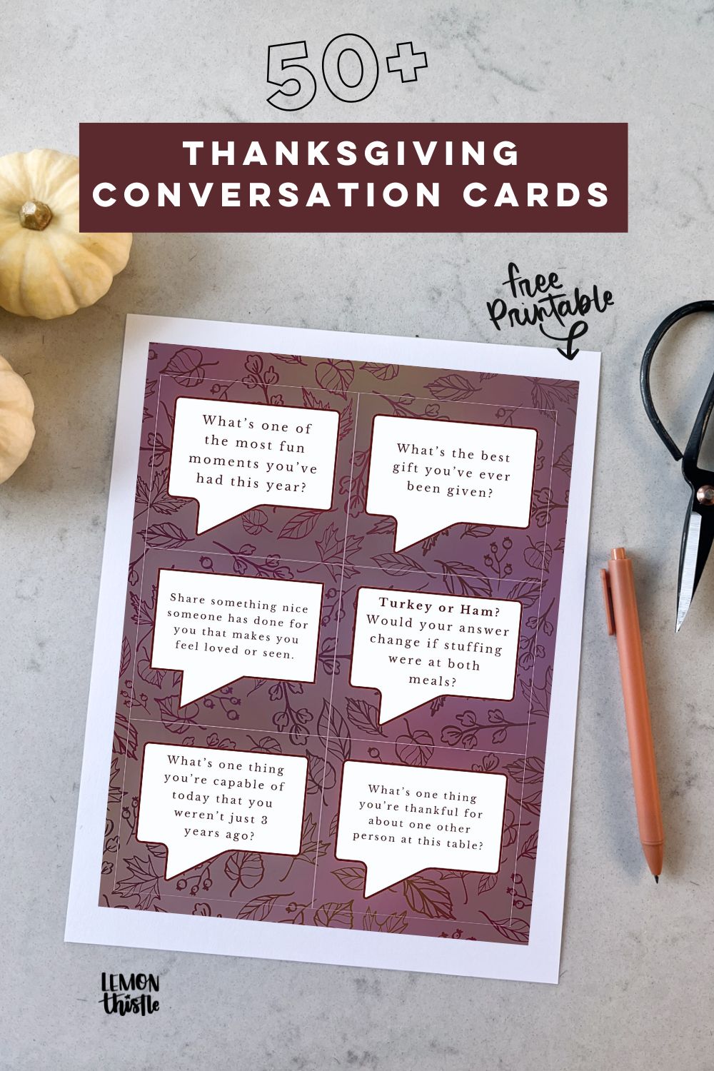 Free printable thanksgiving conversation cards