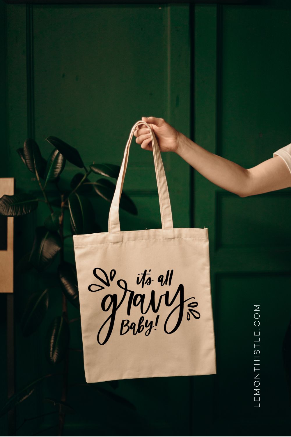 it's all gravy baby free SVG file on a tote bag
