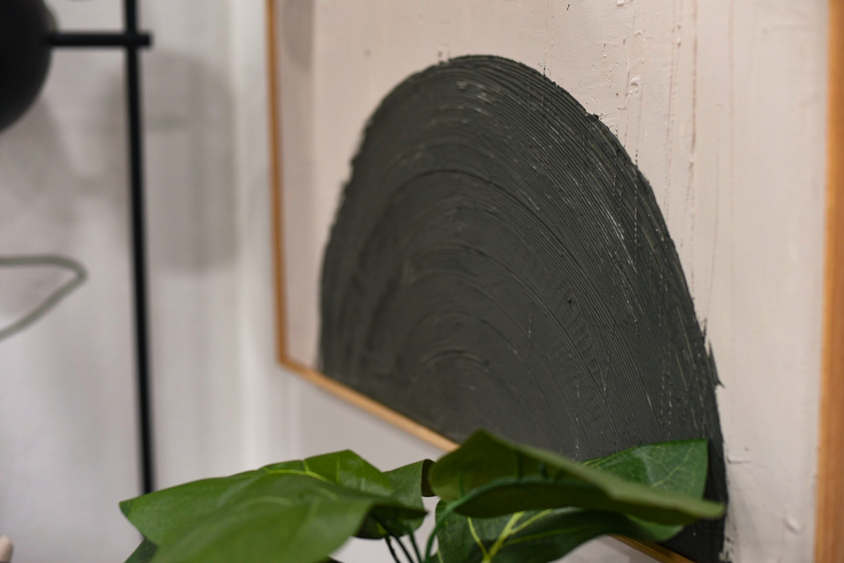 DIY Drywall mud art in a sitting area