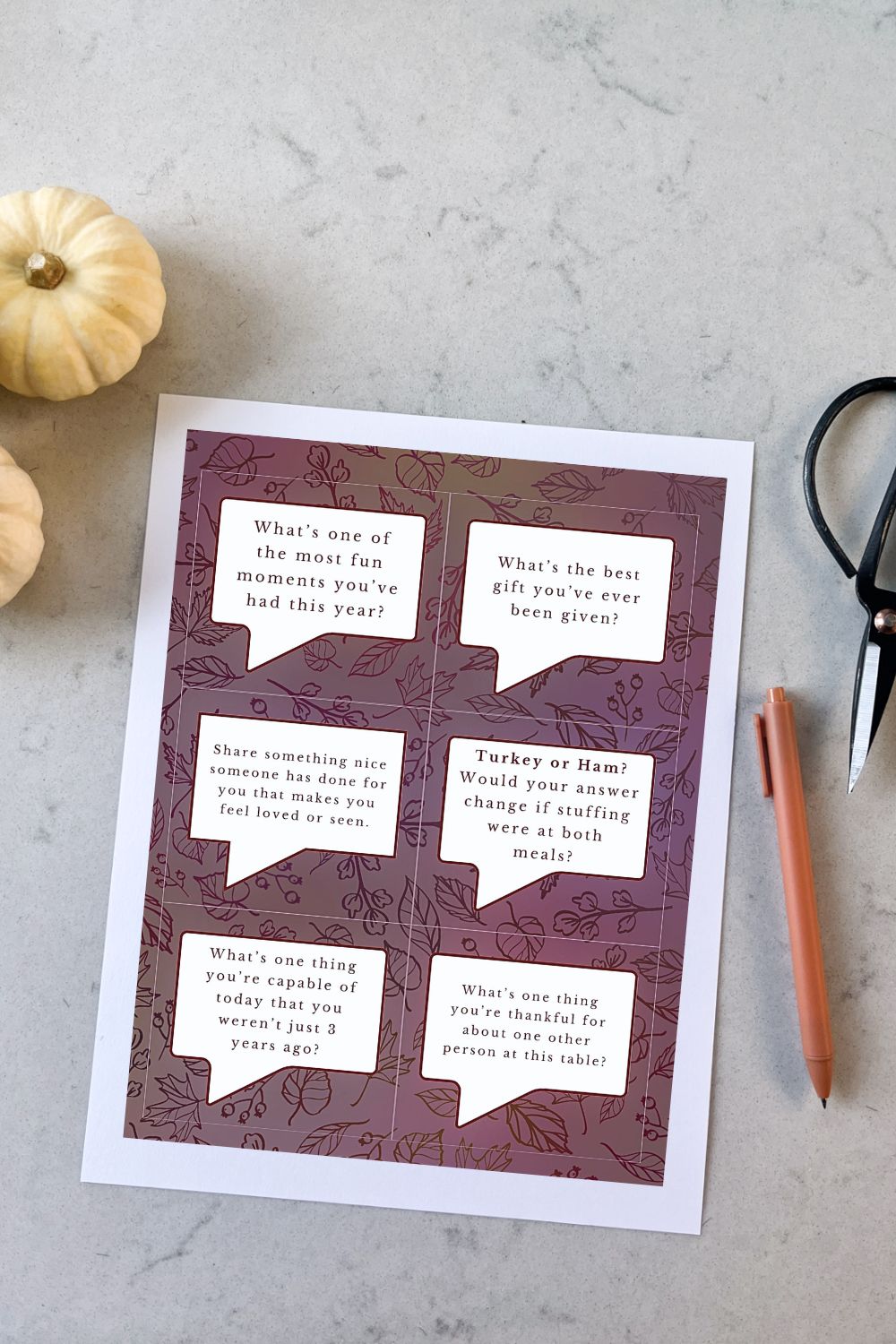 Free printable thanksgiving table topics