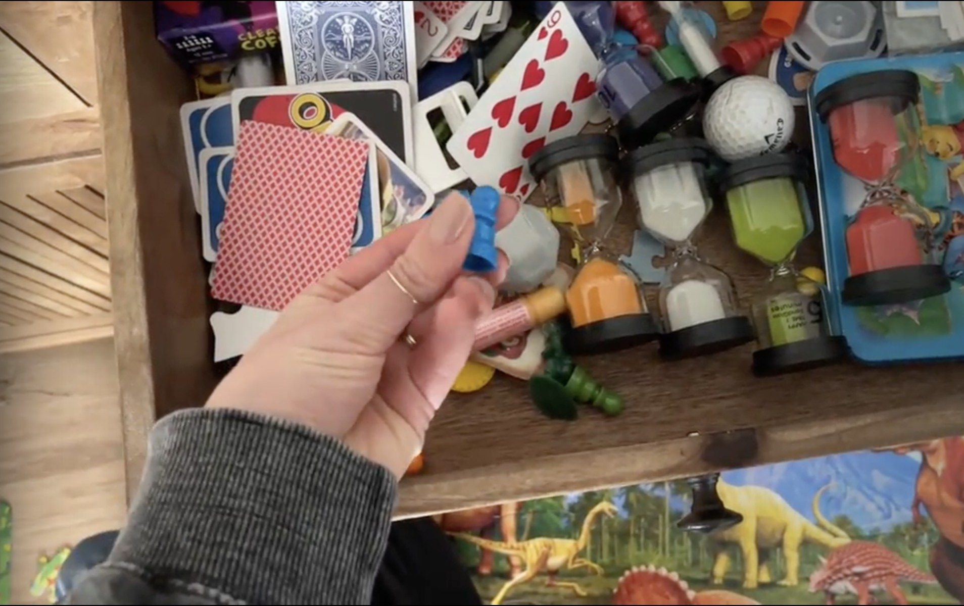 keep a drawer for game pieces