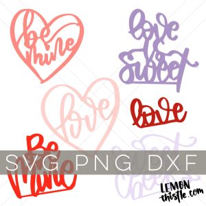 love notes svg files on white background, text over reads 'svg png dxf'