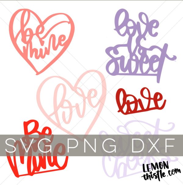 love notes svg files on white background, text over reads 'svg png dxf'