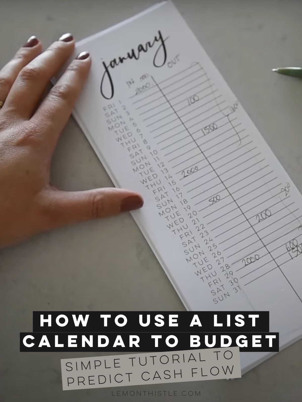 How to use a list calendar to budget- simple budgeting technique