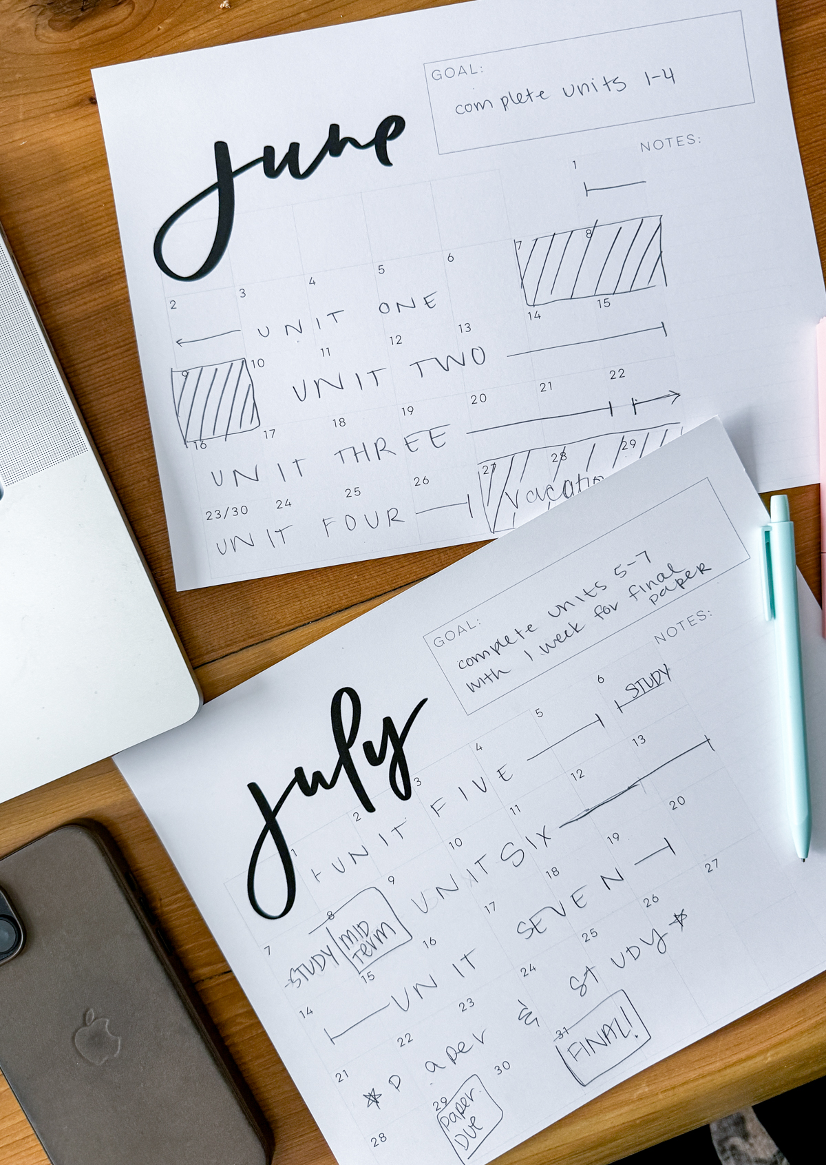 how to use a calendar to make a simple training schedule