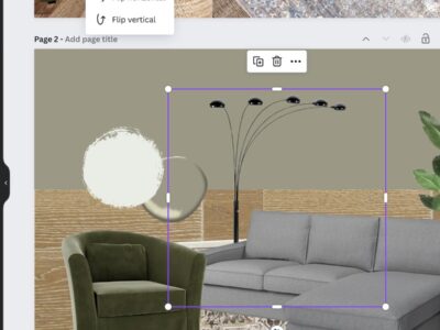 screenshot: image shows how to flip images in canva to make them more realistic in design boards