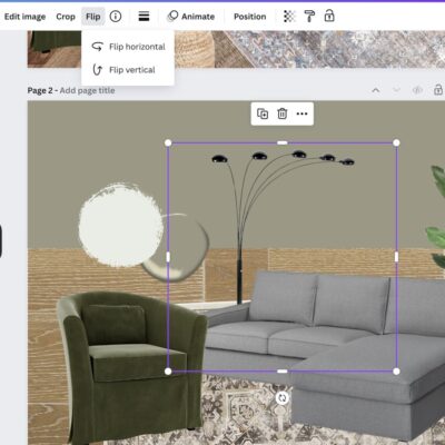 screenshot: image shows how to flip images in canva to make them more realistic in design boards